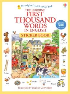 First 1000 Words English Sticker Book - Usborne