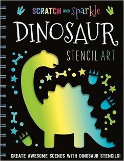 Scratch and Sparkle Dinosaur Stencil Art - Make Believe Ideas